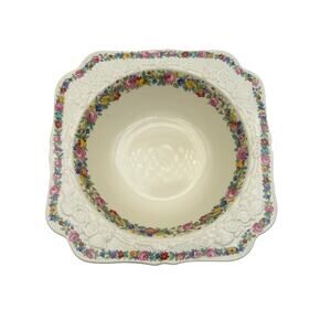 Crown Ducal Gainsborough Bowl Floral Embossed Pattern 8" Antique England 1929